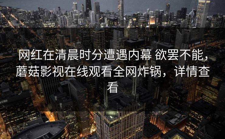 网红在清晨时分遭遇内幕 欲罢不能,蘑菇影视在线观看全网炸锅,详情查看