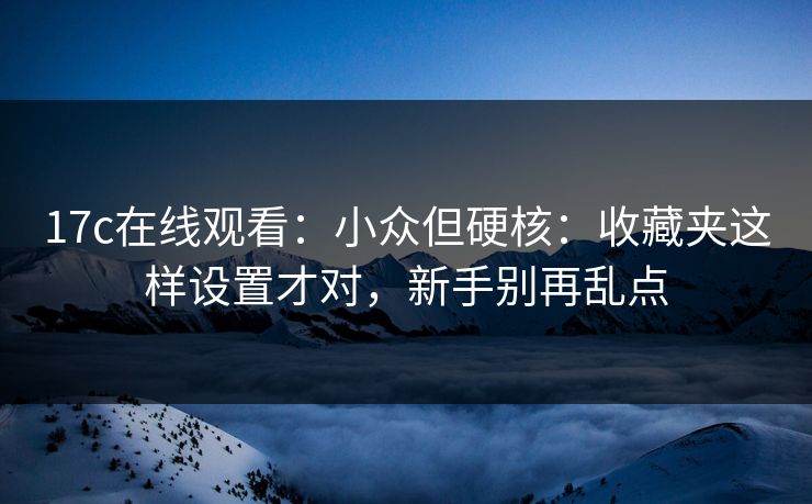 17c在线观看：小众但硬核：收藏夹这样设置才对，新手别再乱点